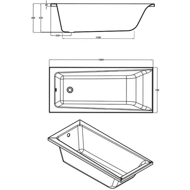 Ванна акриловая Cersanit Lorena 160х70 Белый 63322 Ванна акриловая Cersanit Lorena 160х70 Белый 63322 — изображение 4