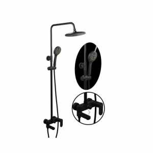 Душевая система Fashun с изливом Черный матовый A2482-7