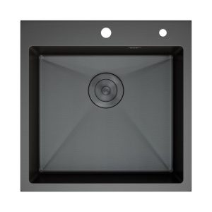 Мойка кухонная D&K 50х50 выпуск с переливом, корзина, дозатор Графит матовый DKS505006 Мойка кухонная D&K 50х50 выпуск с переливом, корзина, дозатор Графит матовый DKS505006