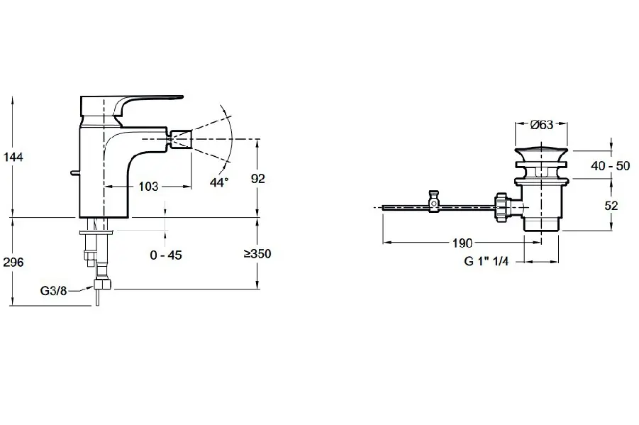 Смеситель для биде Jacob Delafon Aleo E72317-CP Смеситель для биде Jacob Delafon Aleo E72317-CP — изображение 2