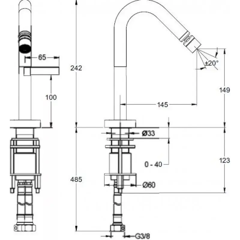Смеситель для биде Jacob Delafon Stillness E971-4-CP Смеситель для биде Jacob Delafon Stillness E971-4-CP — изображение 2