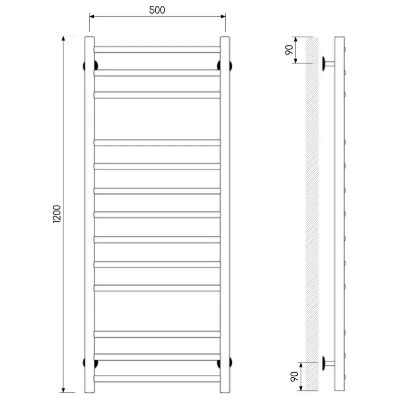 Полотенцесушитель водяной Laris Классик П13 120х50 Черный матовый 73208023ЧМ Полотенцесушитель водяной Laris Классик П13 120х50 Черный матовый 73208023ЧМ — изображение 4