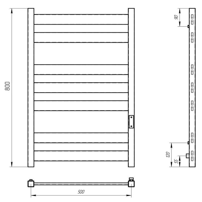 Полотенцесушитель электрический Laris Гефест П7 80х50 правый Черный матовый 73207617 Полотенцесушитель электрический Laris Гефест П7 80х50 правый Черный матовый 73207617 — изображение 4