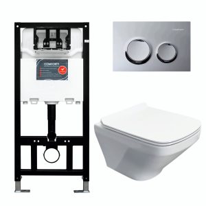 Инсталляция Comforty с унитазом 108 и кнопкой смыва Хром глянцевый 00-00022396CF
