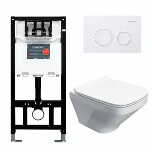 Инсталляция Comforty с унитазом 108 и кнопкой смыва Белый матовый 00-00022397CF