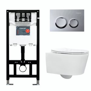 Инсталляция Comforty с унитазом CF41273WH и кнопкой смыва Хром глянцевый 00-00022738CF