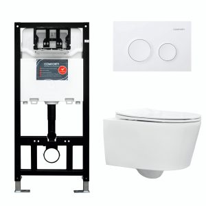 Инсталляция Comforty с унитазом CF41273WH и кнопкой смыва Белый матовый 00-00022739CF